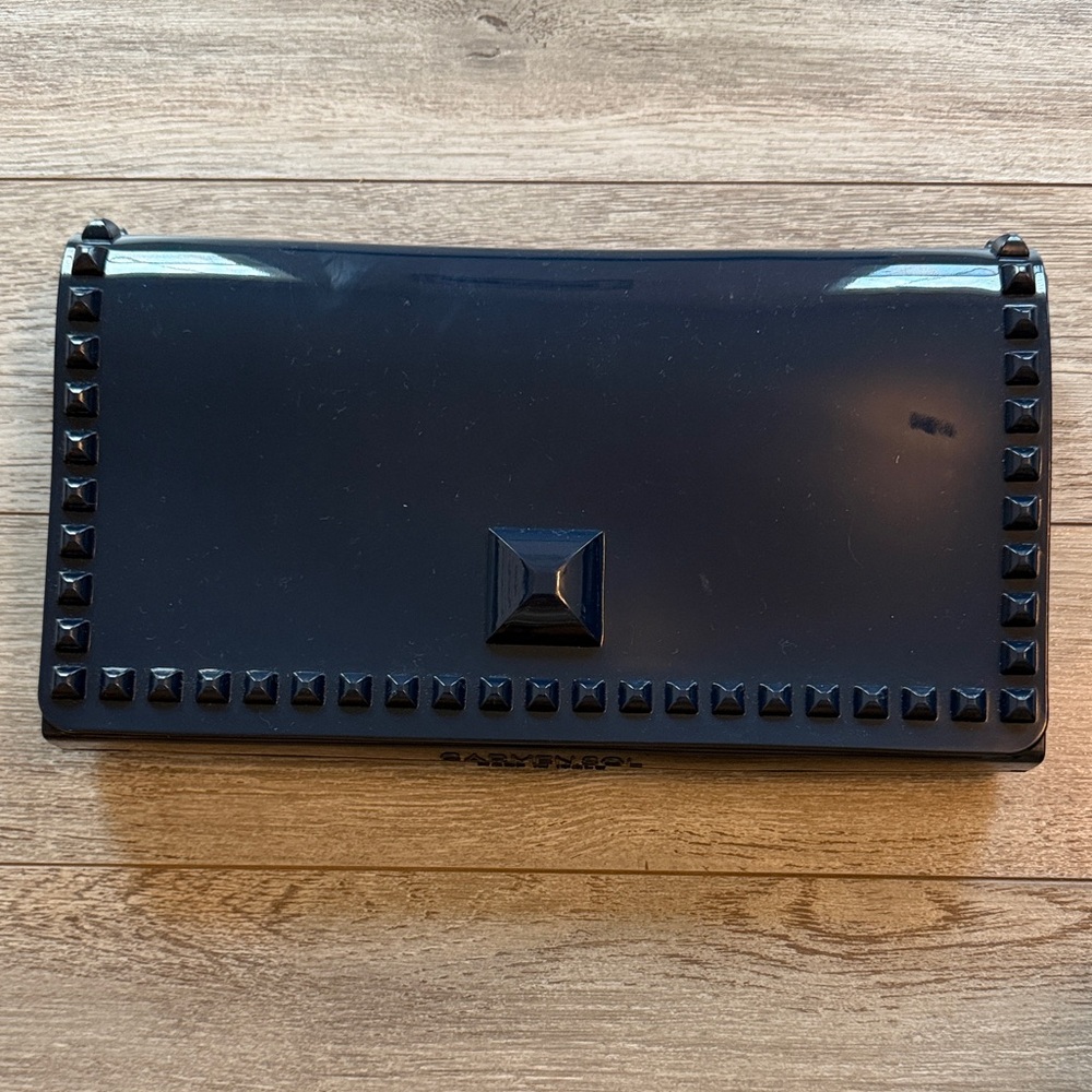 NAVY Studded Patent Wallet